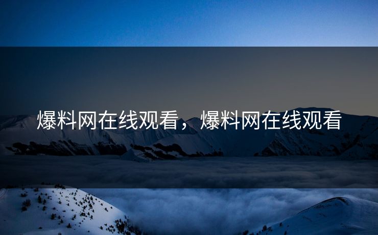 爆料网在线观看，爆料网在线观看